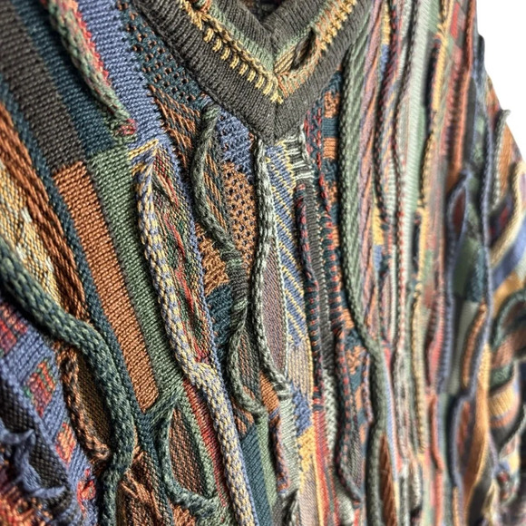 EUC Tundra Canada Men’s Coogi-style Multicolor 3D V-Neck Pullover Sweater Sz XL - Picture 4 of 13